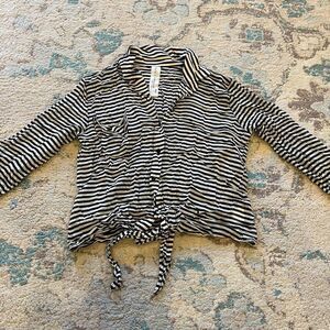 Stripped Blouse with Tie Bottom